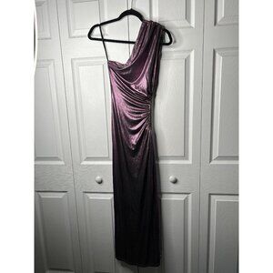 Line & Dot Opal Pink Metallic One Shoulder Cutout Midi Dress Women's Size Small